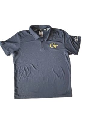 adidas Men's Gray Polo with Gold GT Yellow Jackets Aeroready Performance XL